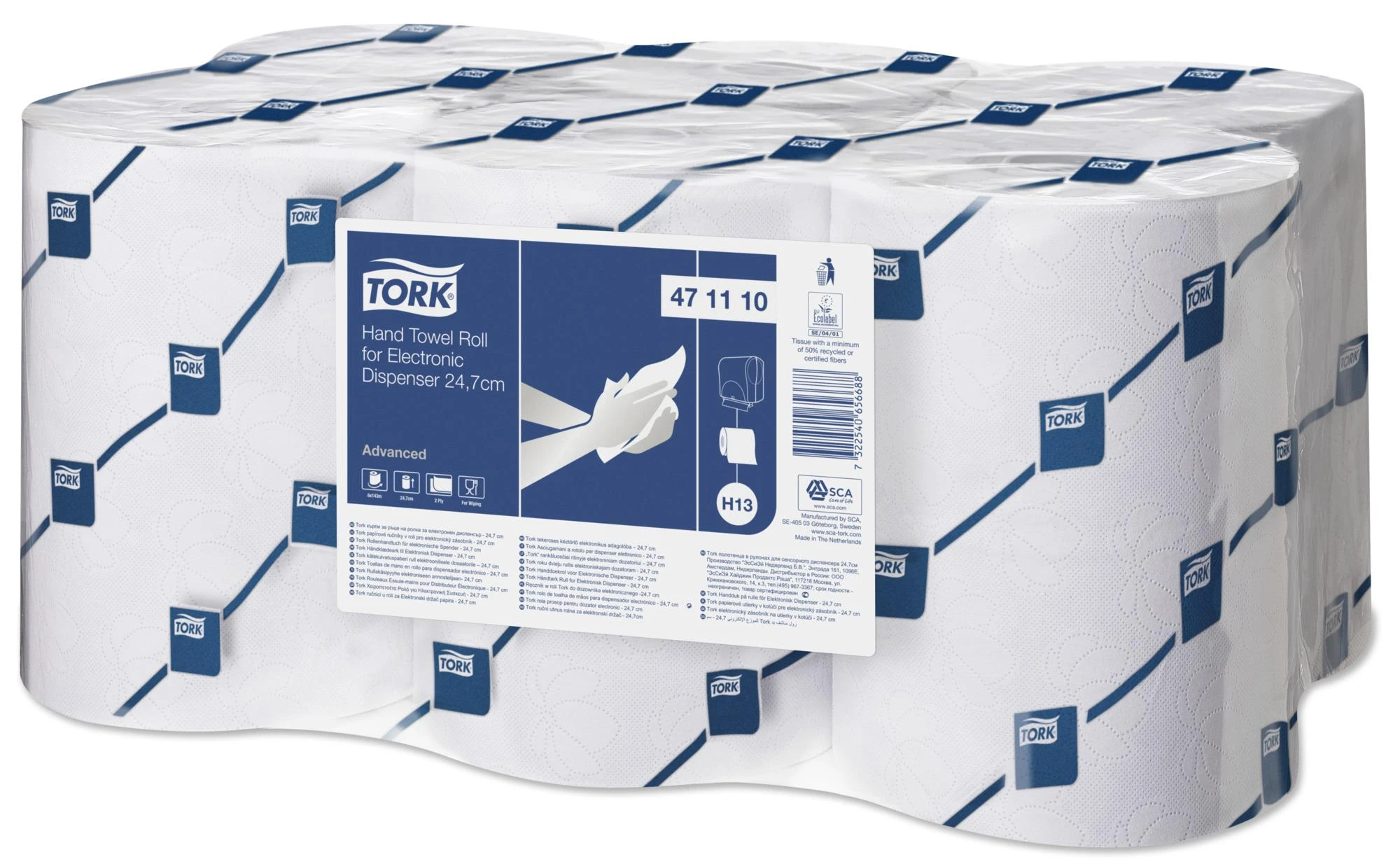 Rankų valymo popierius TORK elektriniams dozatoriams, 471110, 24.7 cm x 143 m, 2 sl., balta sp.