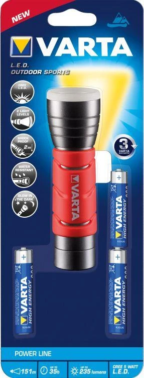 Varta 17627101421 Rankinis žibintuvėlis Juoda, Raudona LED