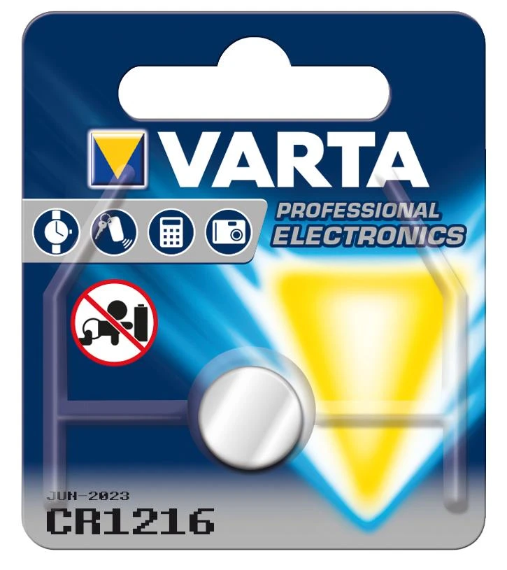 Varta CR1216 ličio tabletės formos baterija pakuotėje