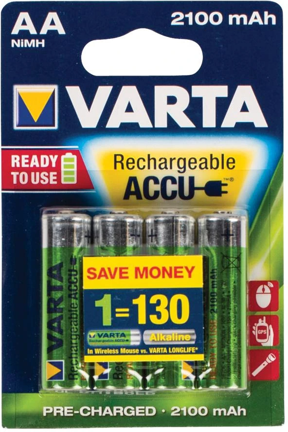 Įkraunami elementai Varta Accu AA Ready2Use NiMH 2100 mAh, 4 vnt.