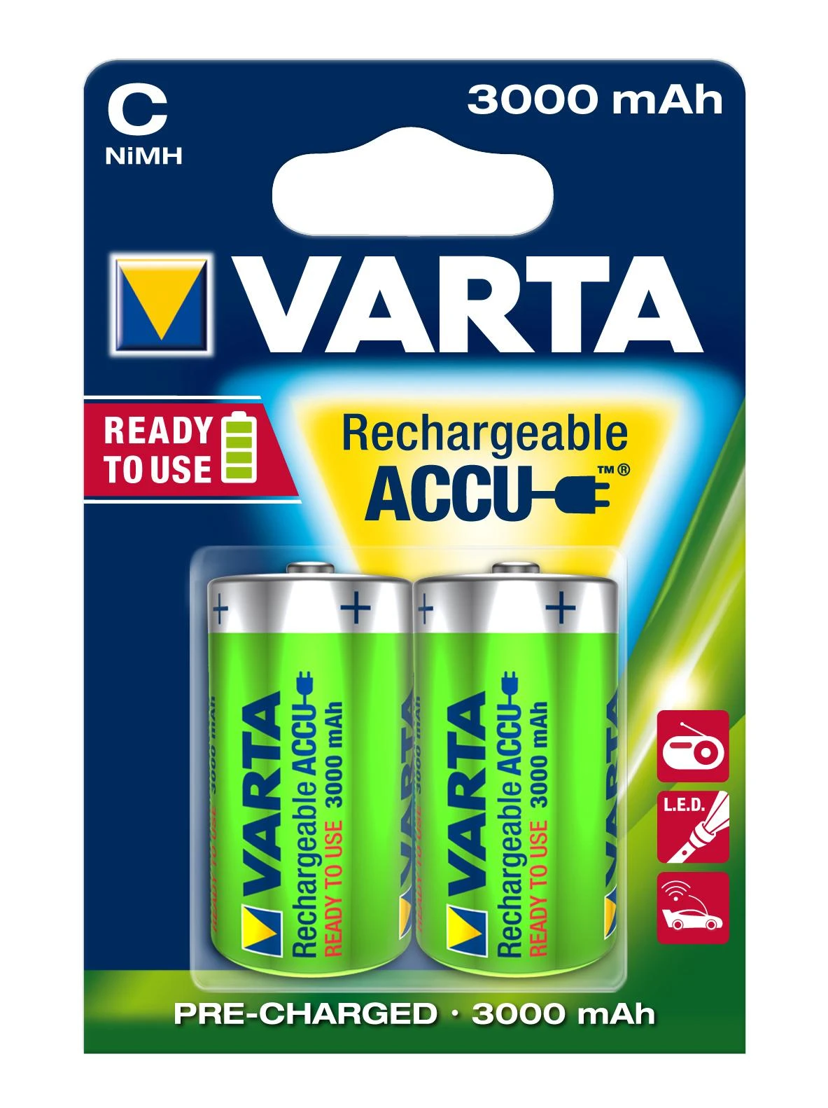 1x2 Varta įkraunamas Accu C Ready2Use NiMH Baby 3000 mAh