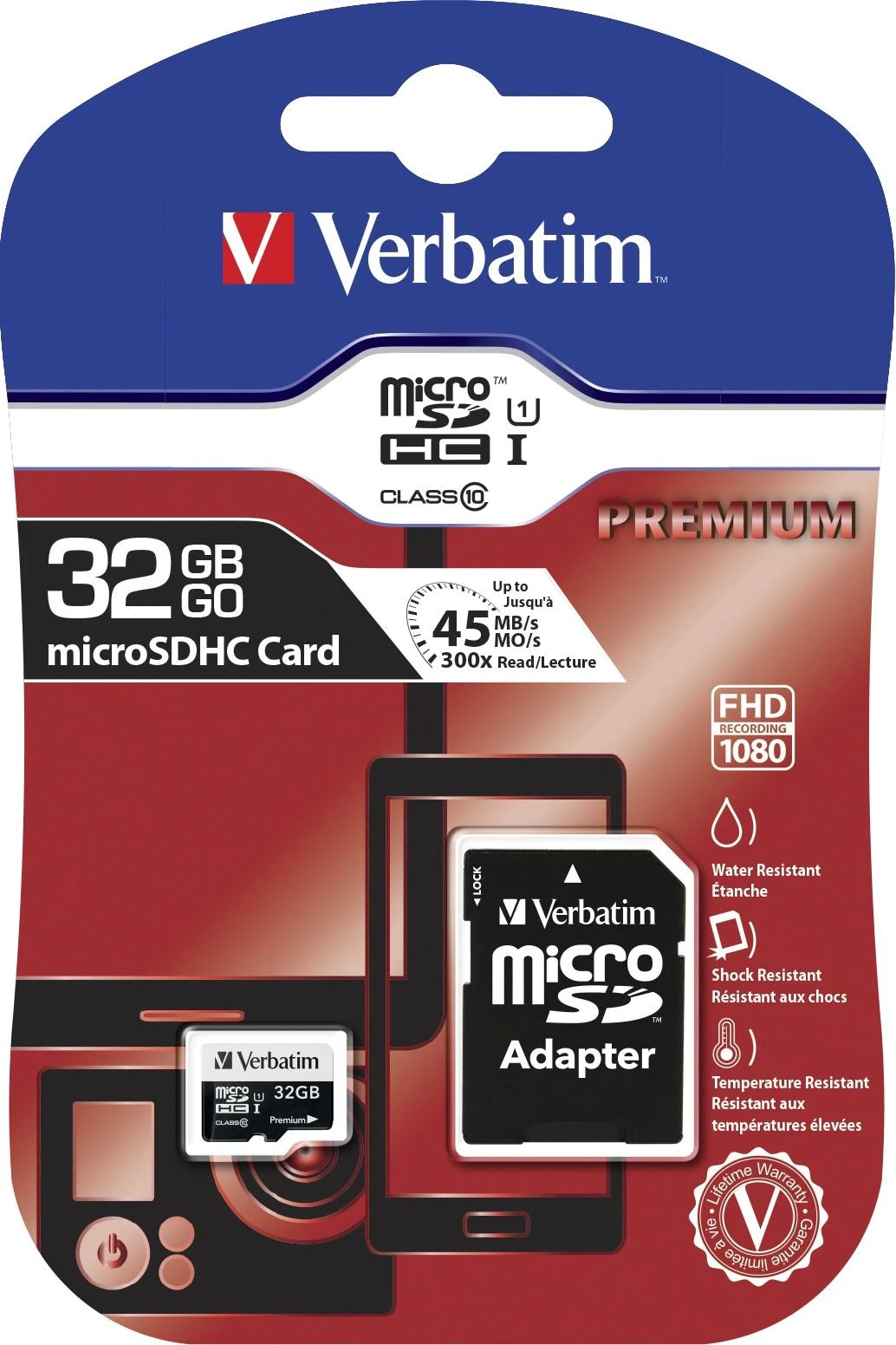 Micro SDHC atminties kortelė Verbatim 32GB, su adapteriu / V44083