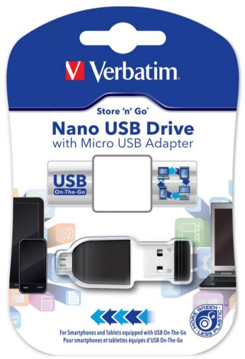 USB atmintis Verbatim 32GB, su OTG adapteriu, juoda / V49822