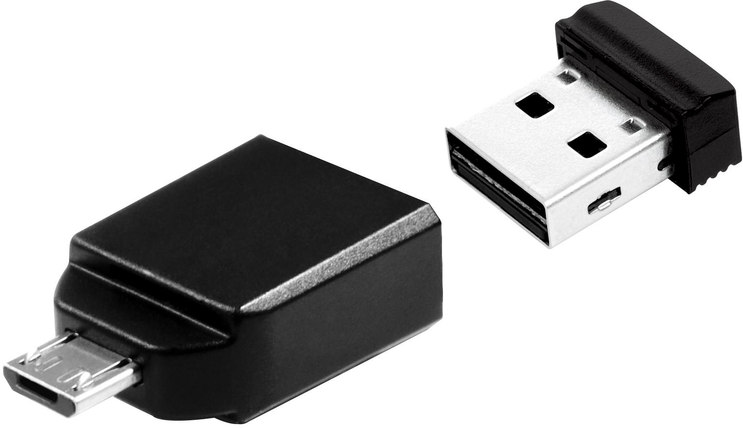 USB atmintis Verbatim 32GB, su OTG adapteriu, juoda / V49822