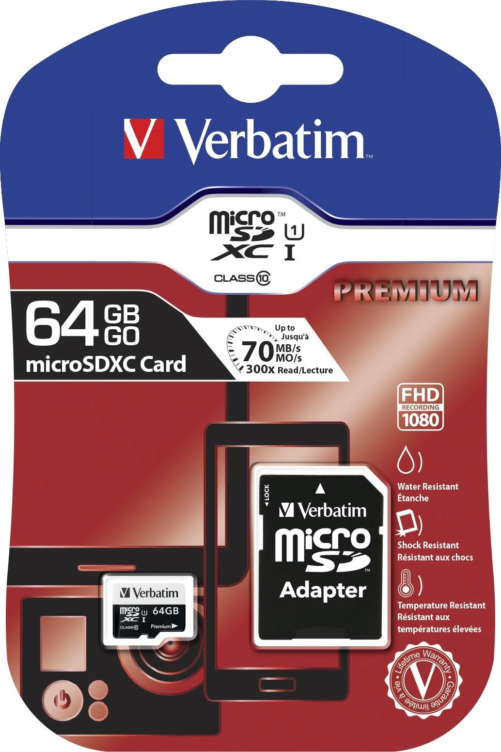 Atminties kortelė Verbatim Micro SDXC 64GB Class 10 su adapteriu