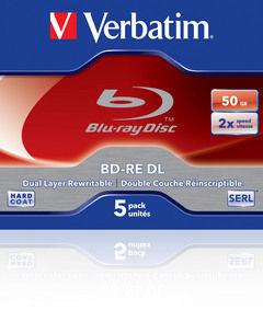 VERBATIM 5x BD-RE Dual Layer 50GB 2x Jewel Case baltas mėlynas paviršius