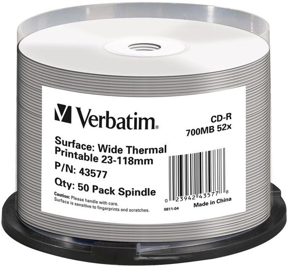 1x50 Verbatim CD-R 80 / 700MB 52x baltas platus terminis spausdinimas