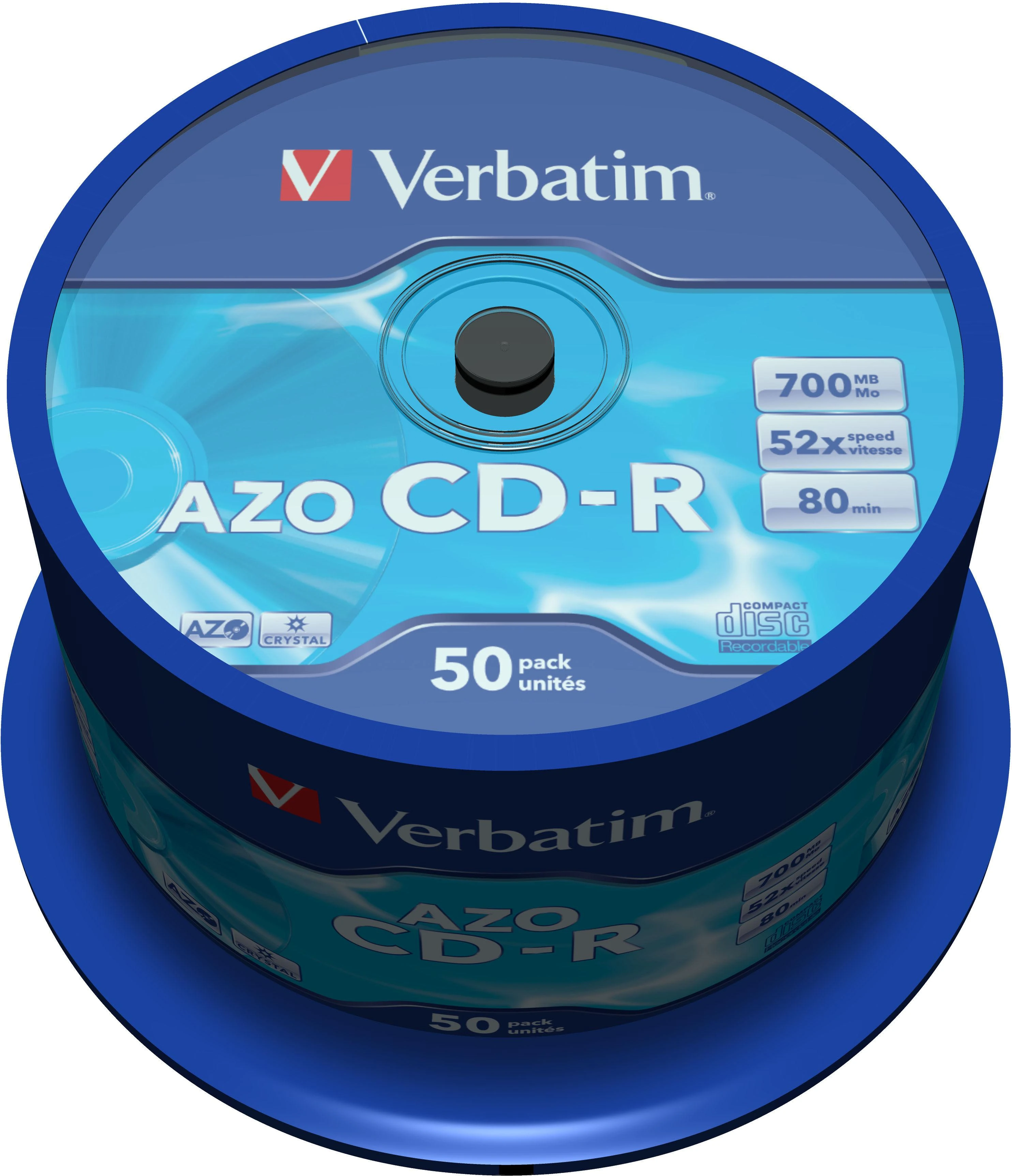 Verbatim CD-R AZO Crystal 0,7 GB, 52 x 50 Pakuotės velenas