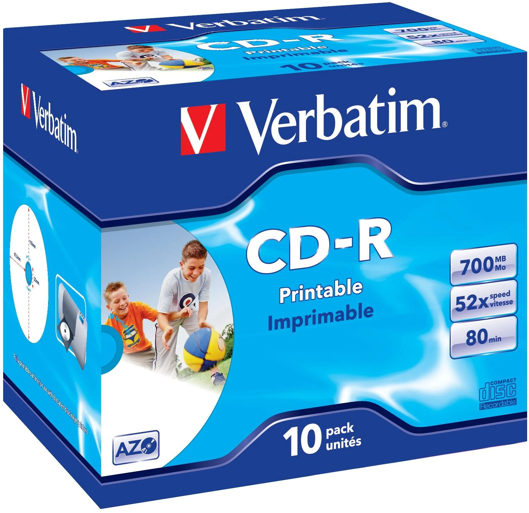 CD-R Verbatim [ brangakmenių dėklas 10 | 700 MB | 52x | Kristalas | DataLife+ AZO ]
