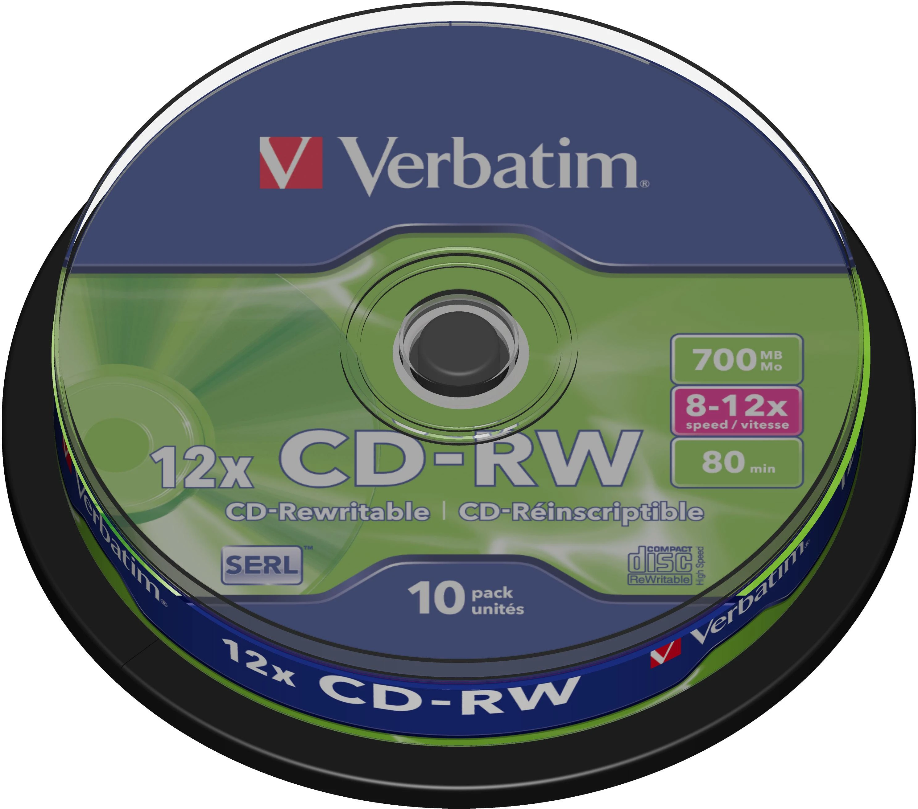Verbatim CD+RW, 12x, 700MB, 10 vnt (43480)