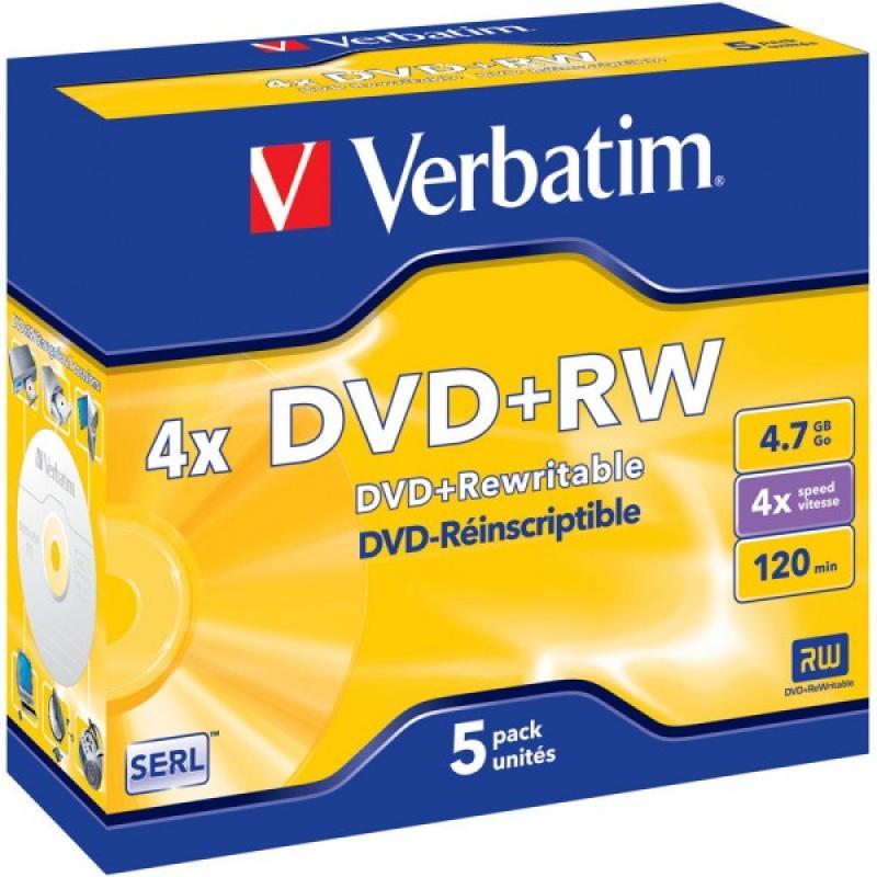 VERBATIM DVD-RW 4X BOITIER CRISTAL PACK DE 5