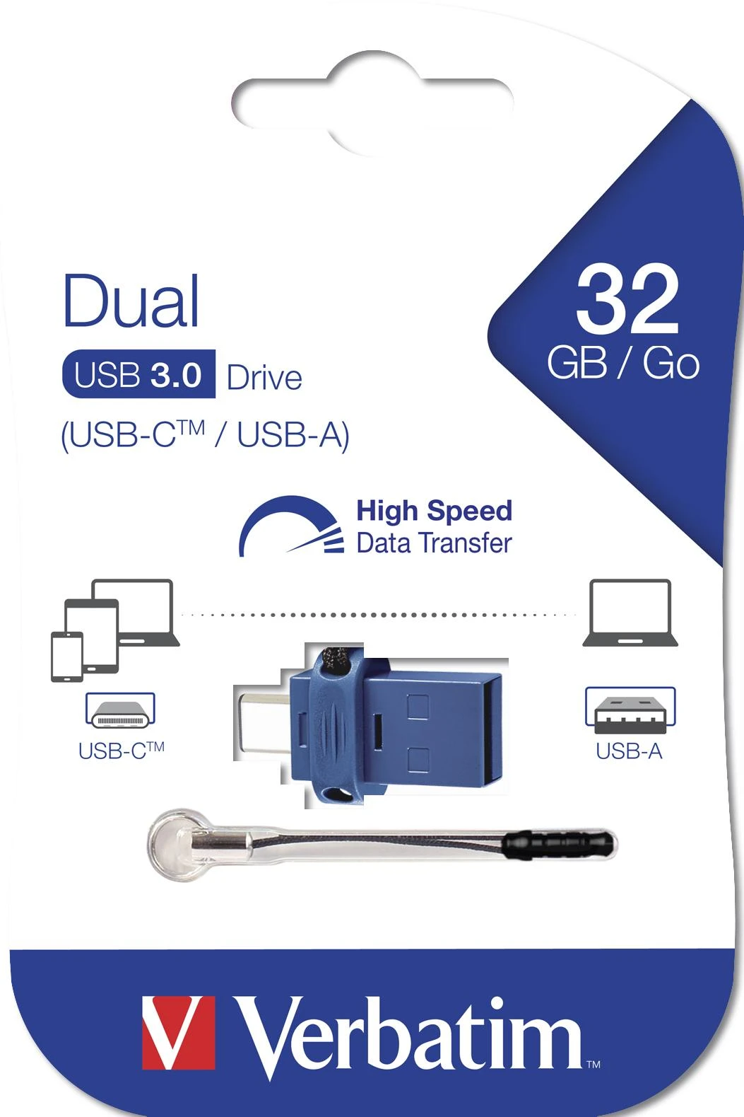 32 GB USB atmintinė, dviguba, USB 3.0/USB C, Verbatim