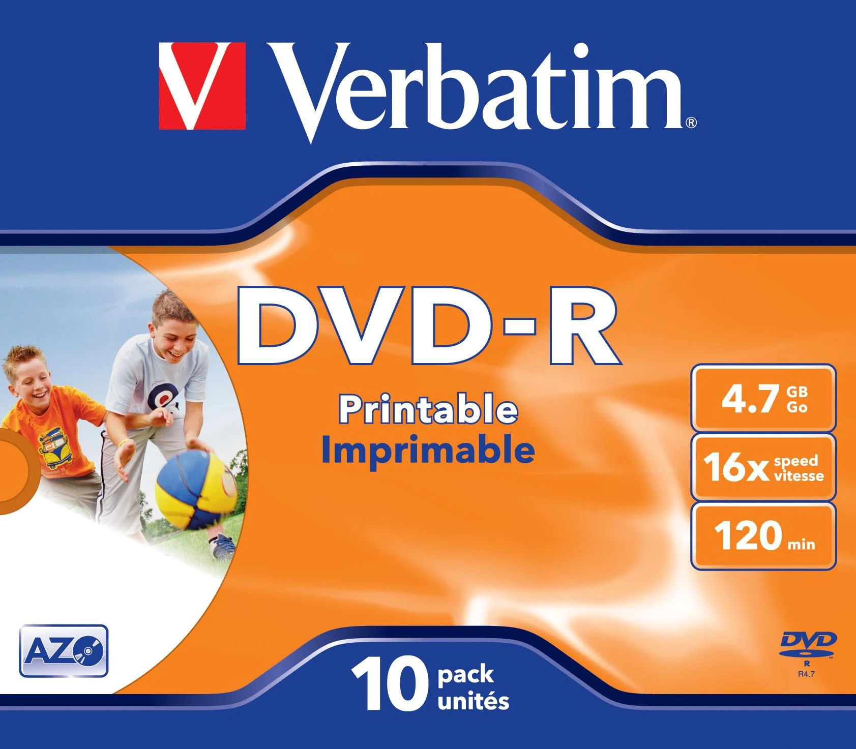 Verbatim DVD-R 4,7 GB spausdinimui, pakuotės priekis
