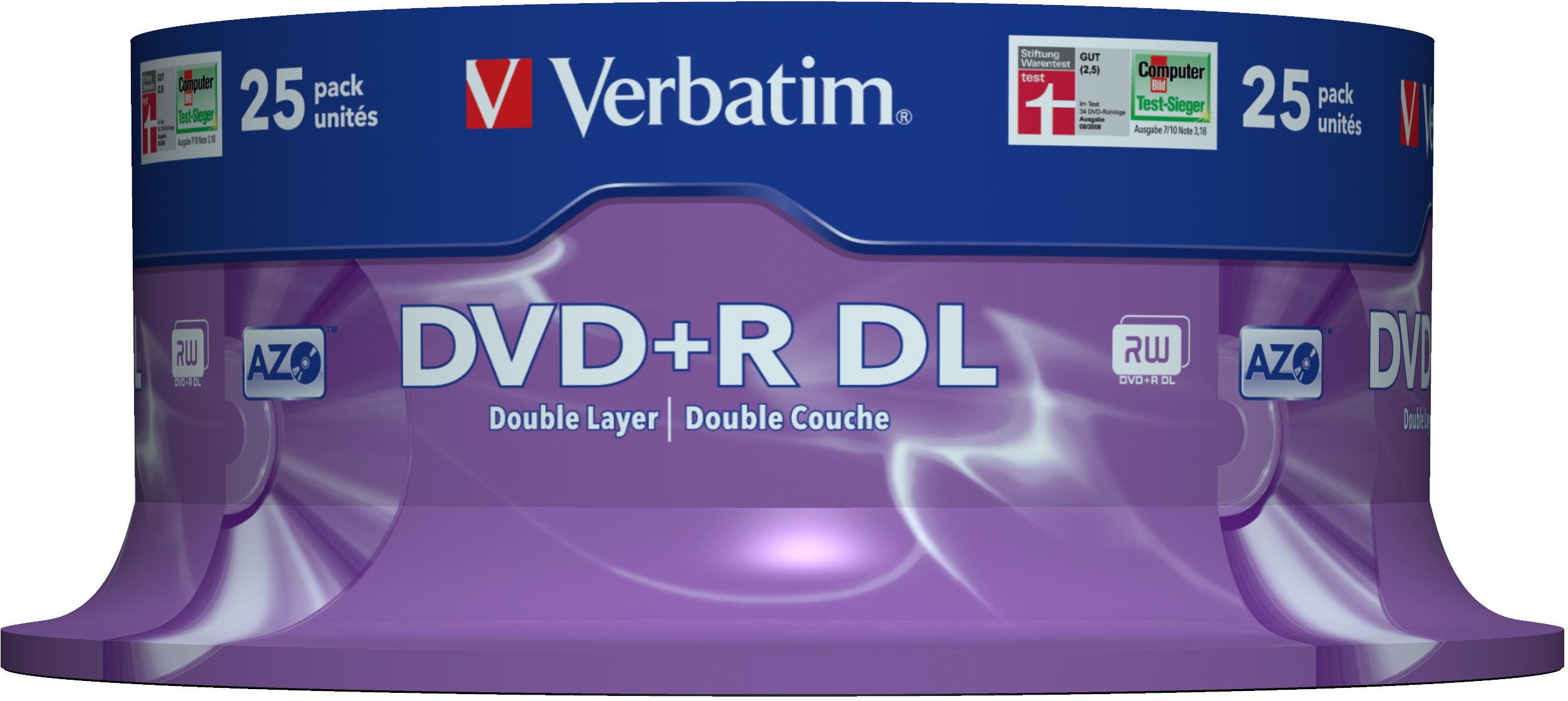 Verbatim DVD+R Double Layer 8x Matt Sidabrinis 25pk Spindle 8,5 GB DVD+R DL 25 vnt
