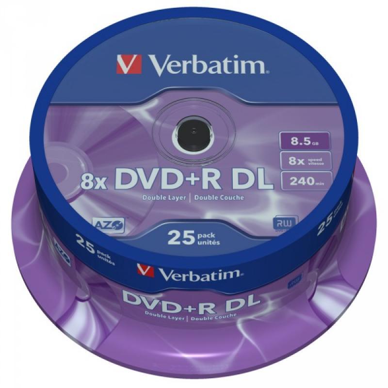 Verbatim DVD+R Double Layer 8x Matt Sidabrinis 25pk Spindle 8,5 GB DVD+R DL 25 vnt