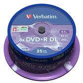 Verbatim DVD+R Double Layer 8x Matt Sidabrinis 25pk Spindle 8,5 GB DVD+R DL 25 vnt