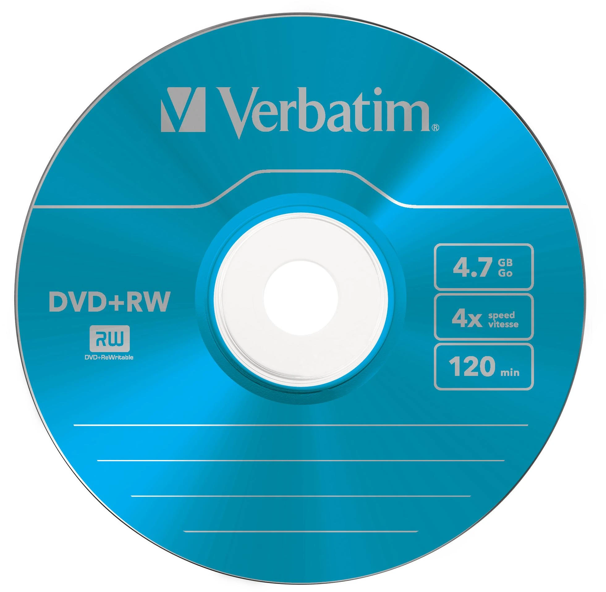 Verbatim perrašomas DVD+RW diskas žydru paviršiumi
