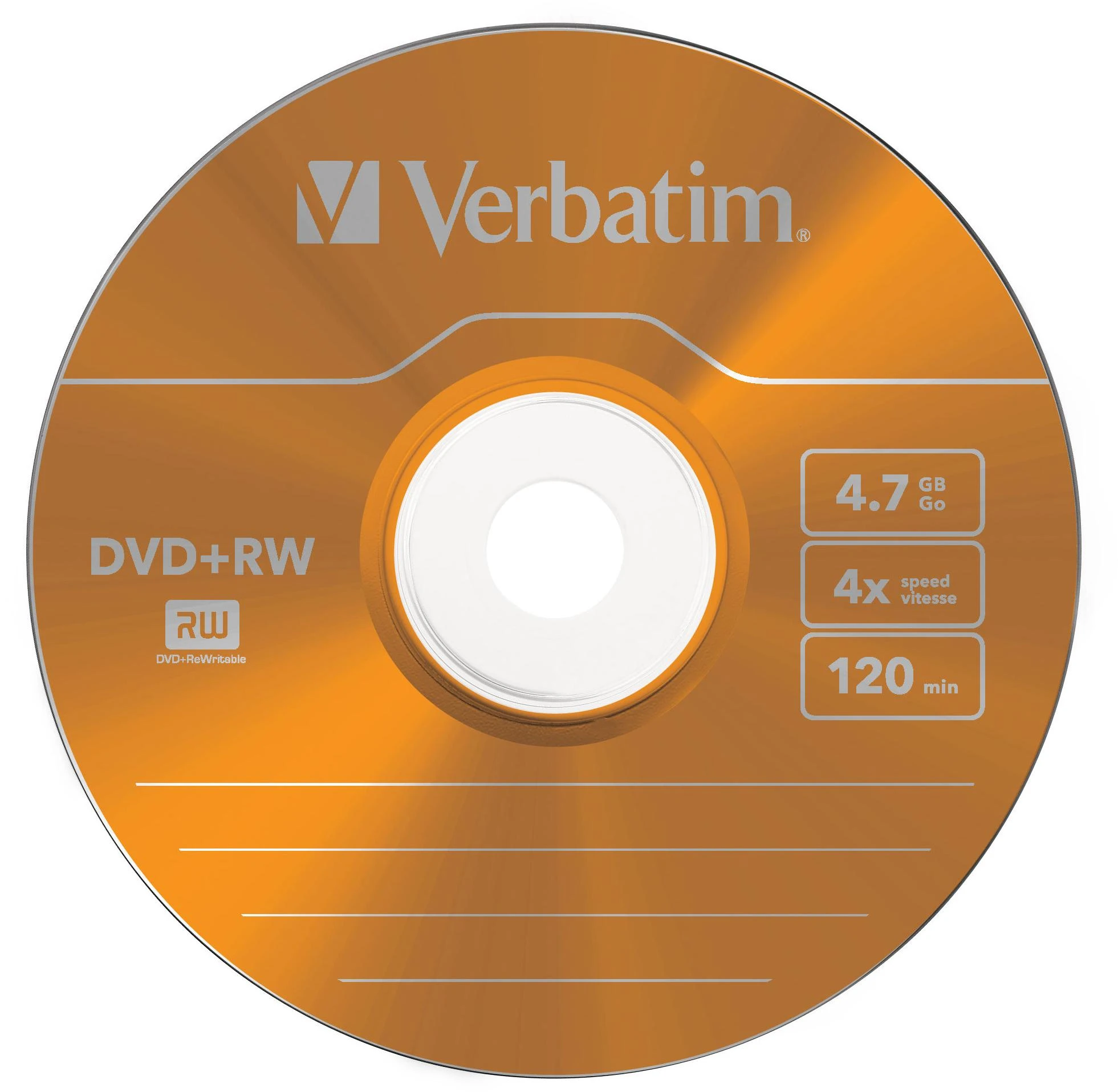 Perrašomas Verbatim DVD+RW diskas, 4.7GB, oranžinis