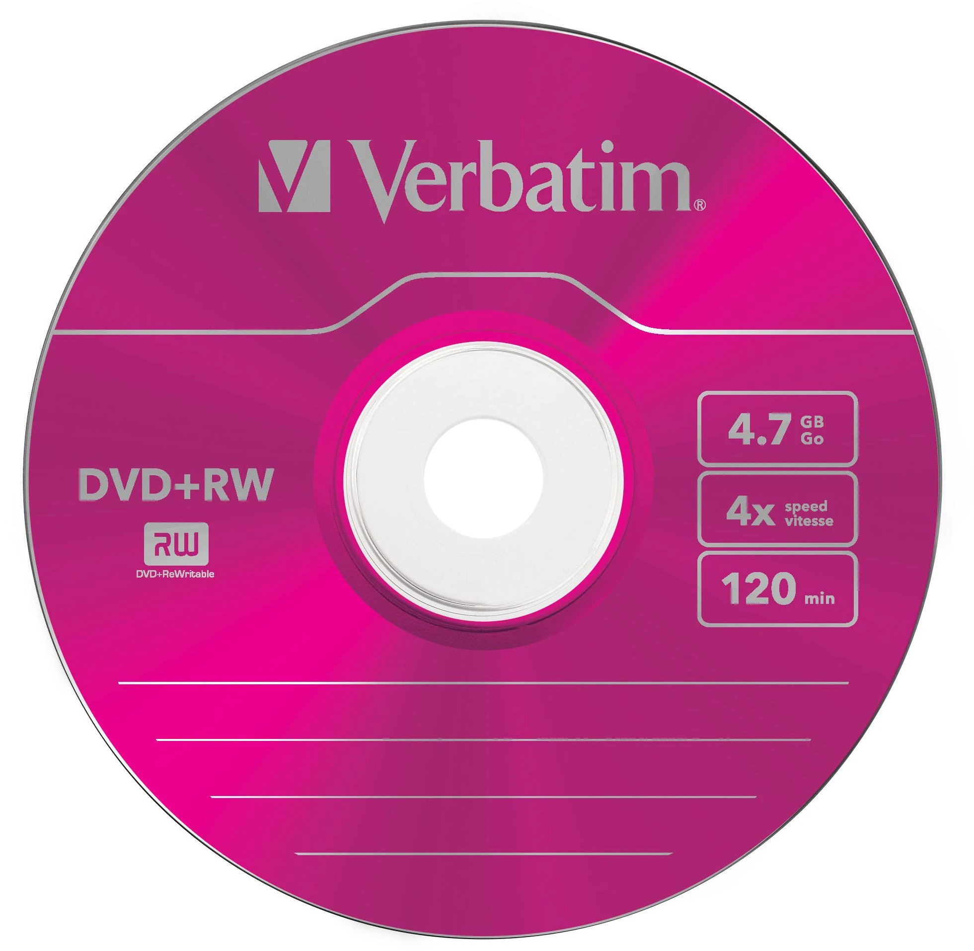1x5 Verbatim DVD+RW 4,7GB 4x Speed Color Surface Slimcase