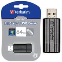 Verbatim PinStripe USB atmintukas 64 GB USB A tipo 2.0 Juoda