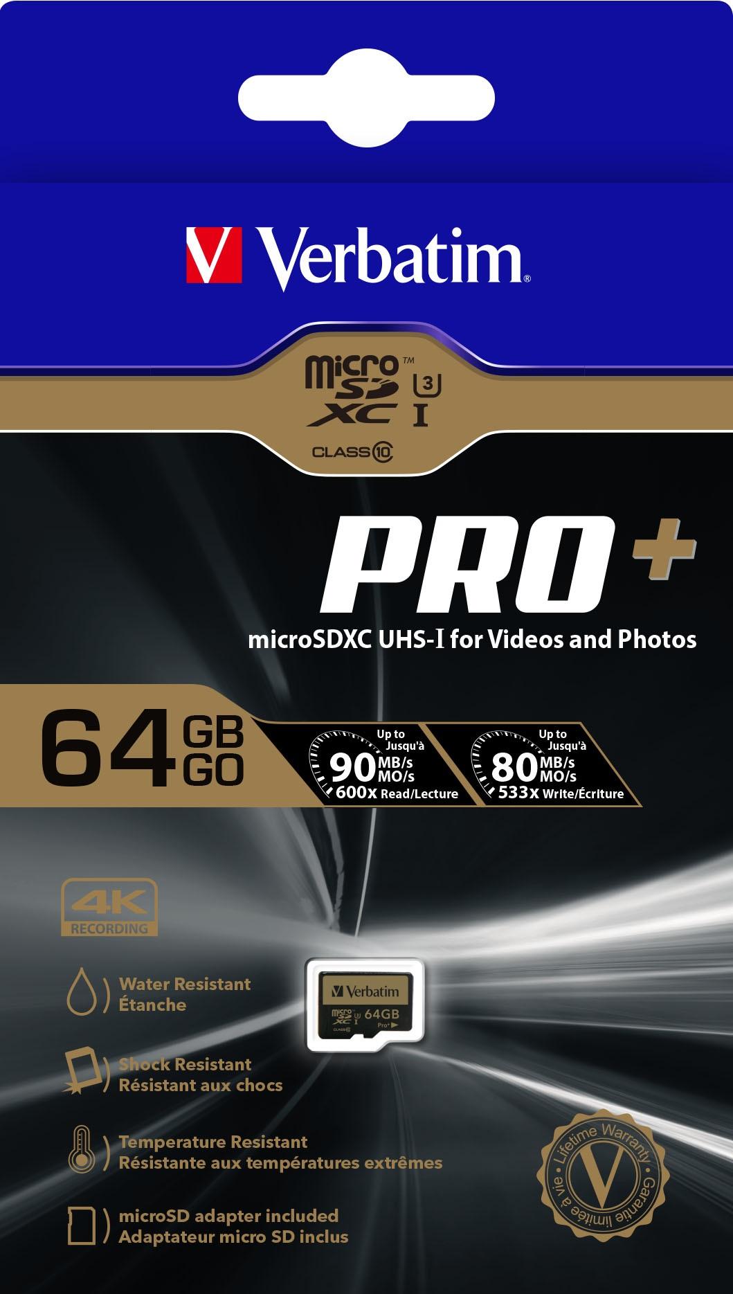 Atminties kortelė Tab Verbatim Pro + Micro SDXC 64 GB klasė 10 UHL- / U1 (44034)