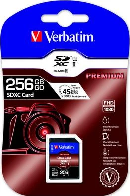 Verbatim 256GB SDXC atminties kortelė pakuotėje