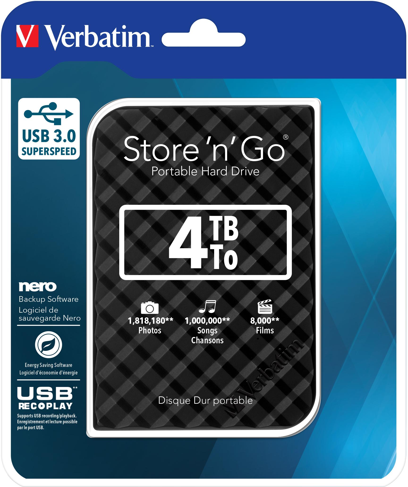 Kietasis diskas 2,5 Verbatim 6.3cm 4TB USB 3.0 Store n Save Gen2 Juodas
