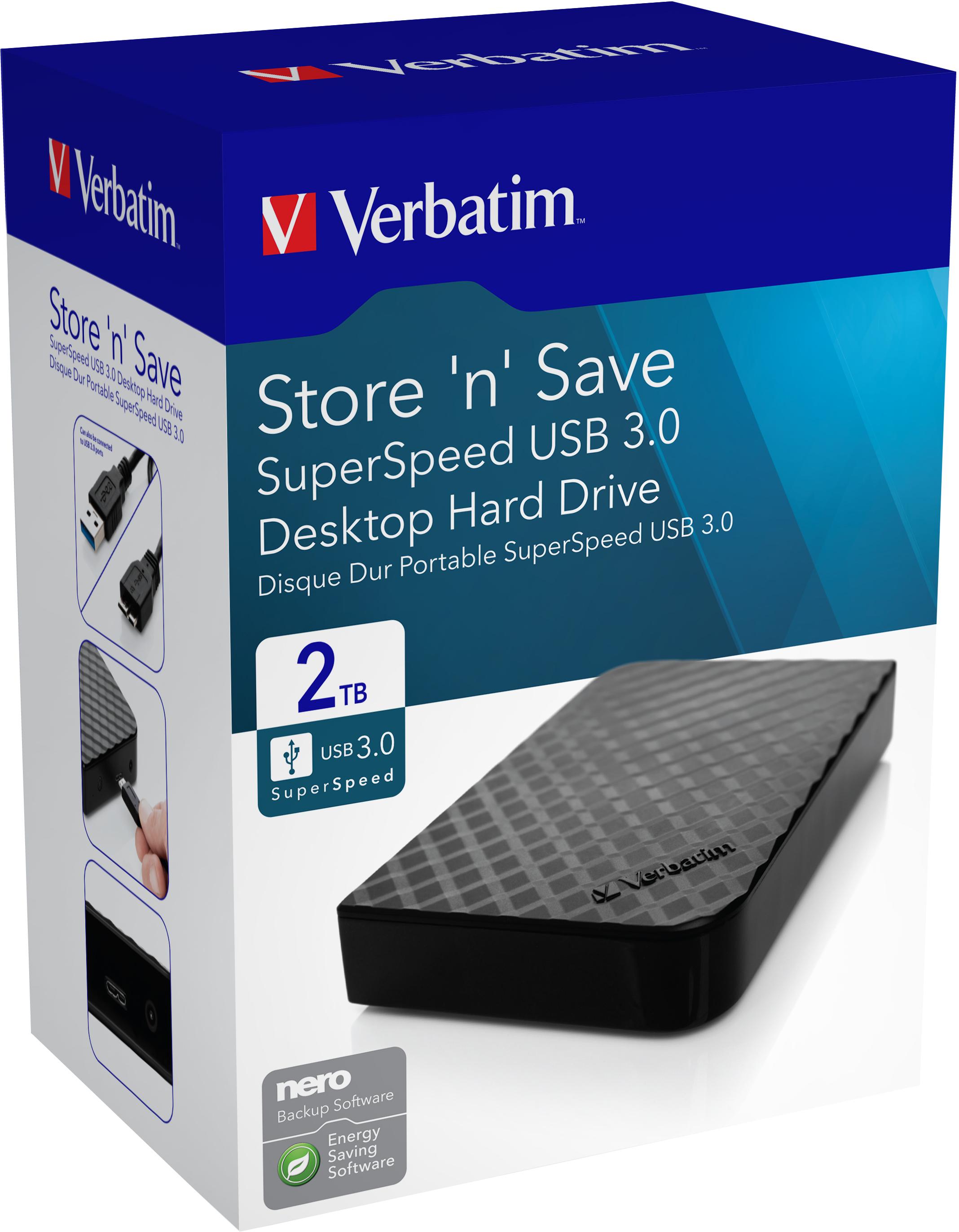 Verbatim STORE N SAVE 3.5 colių, 2 TB, USB 3.0 išorinis kietasis diskas (8,89 cm)