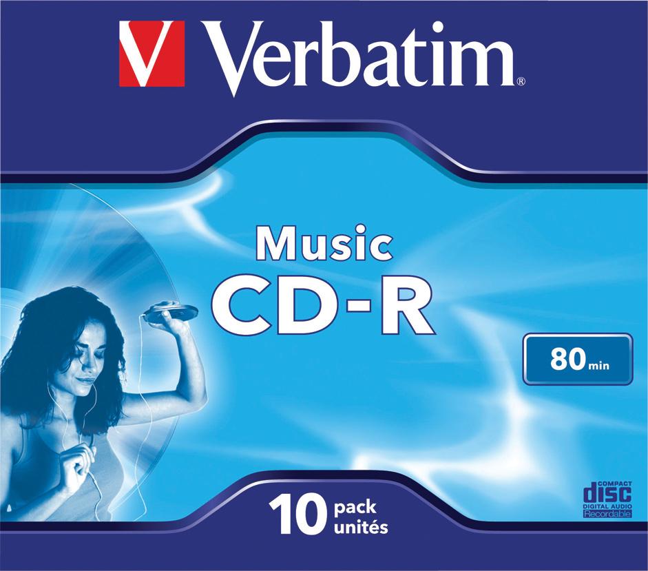 VERBATIM audio CD-R 80 min. / 700 MB 16x 10 pakelių papuošalų dėklo krištolinis paviršius, spalvinkite gyvai
