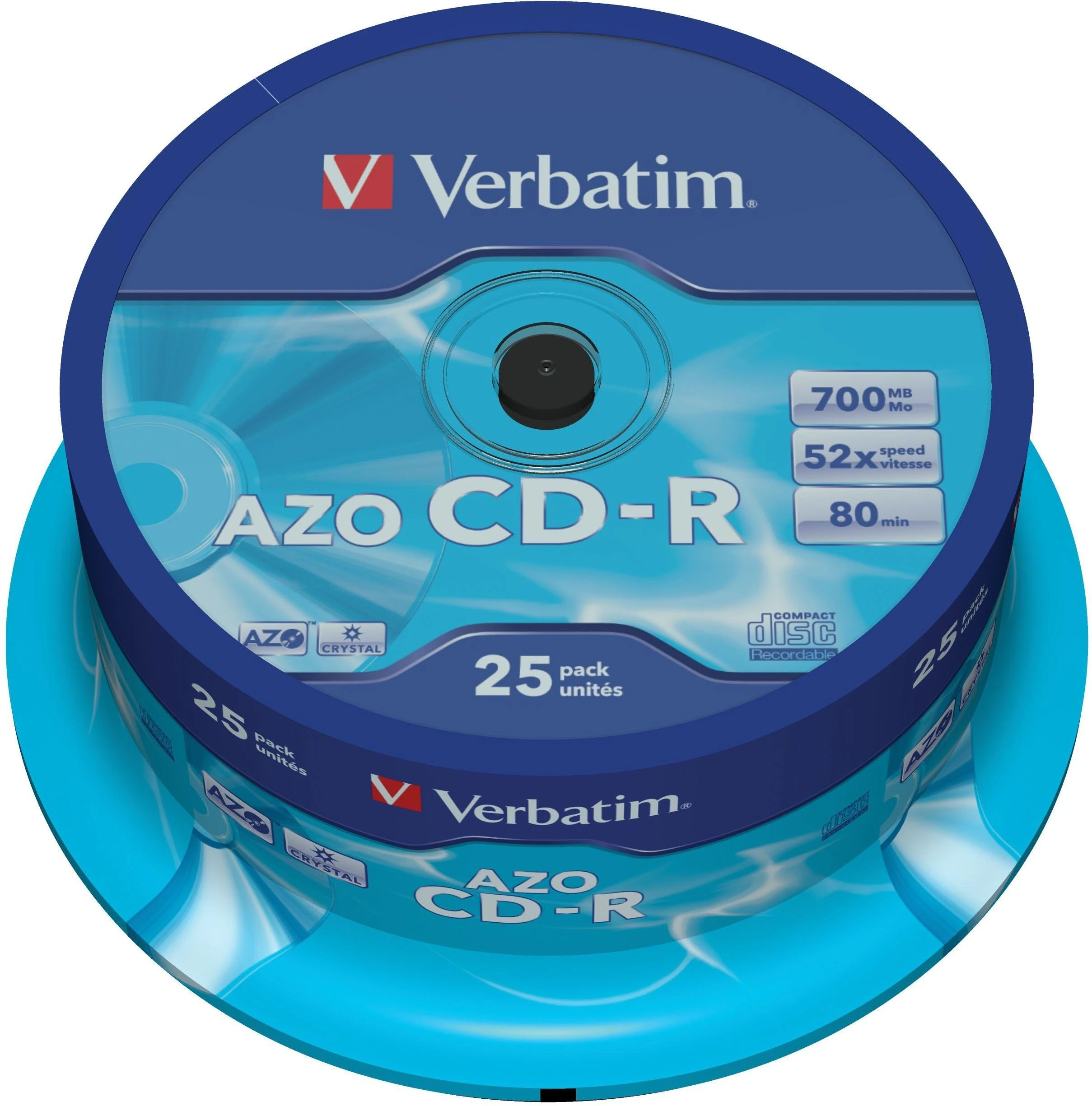 Verbatim CD-R AZO Crystal 0,7 GB, 52 x, 25 Pakuotės velenas