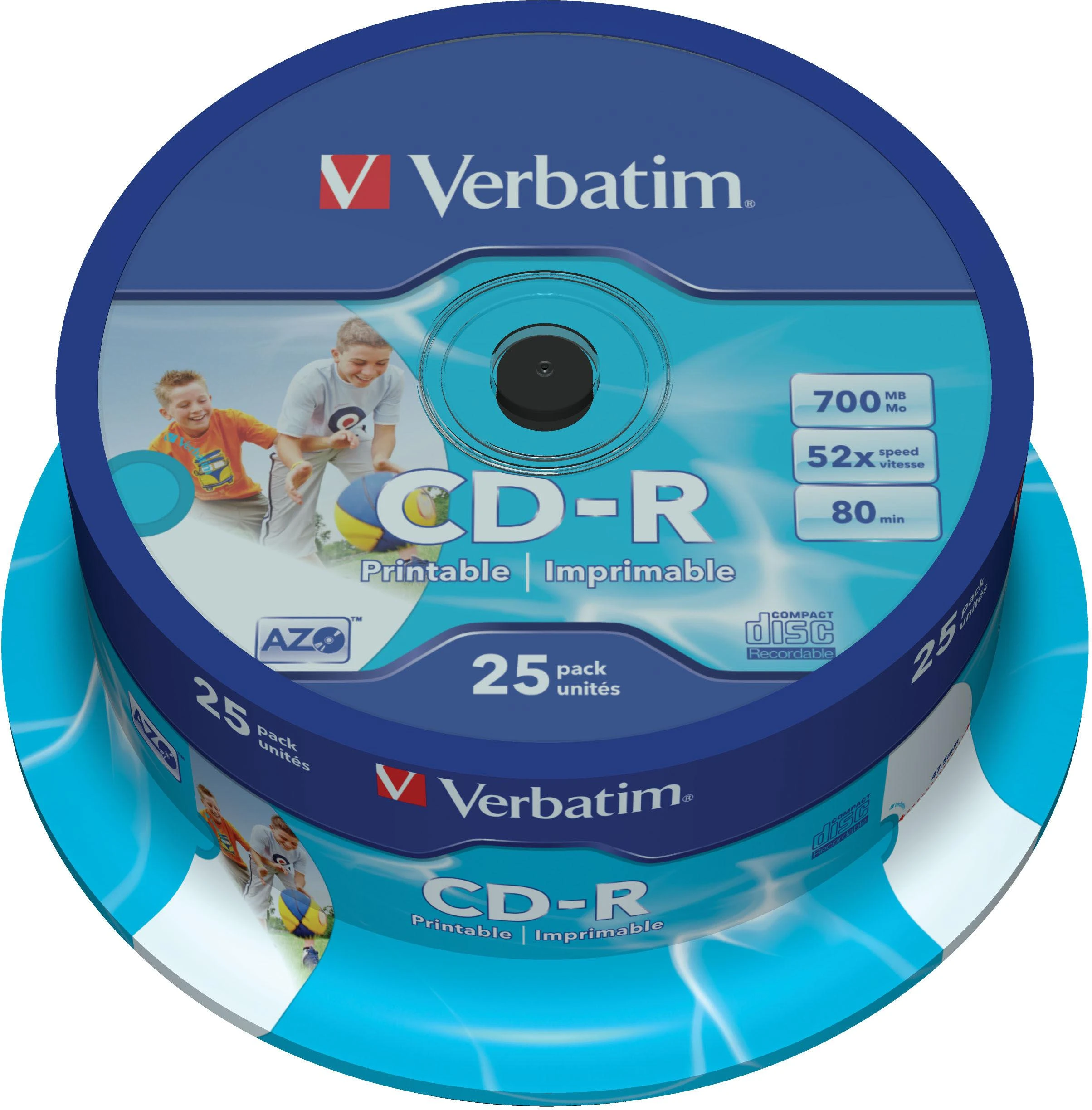 Verbatim CD-R 25 vienetų pakuotė su atspausdintu dizainu