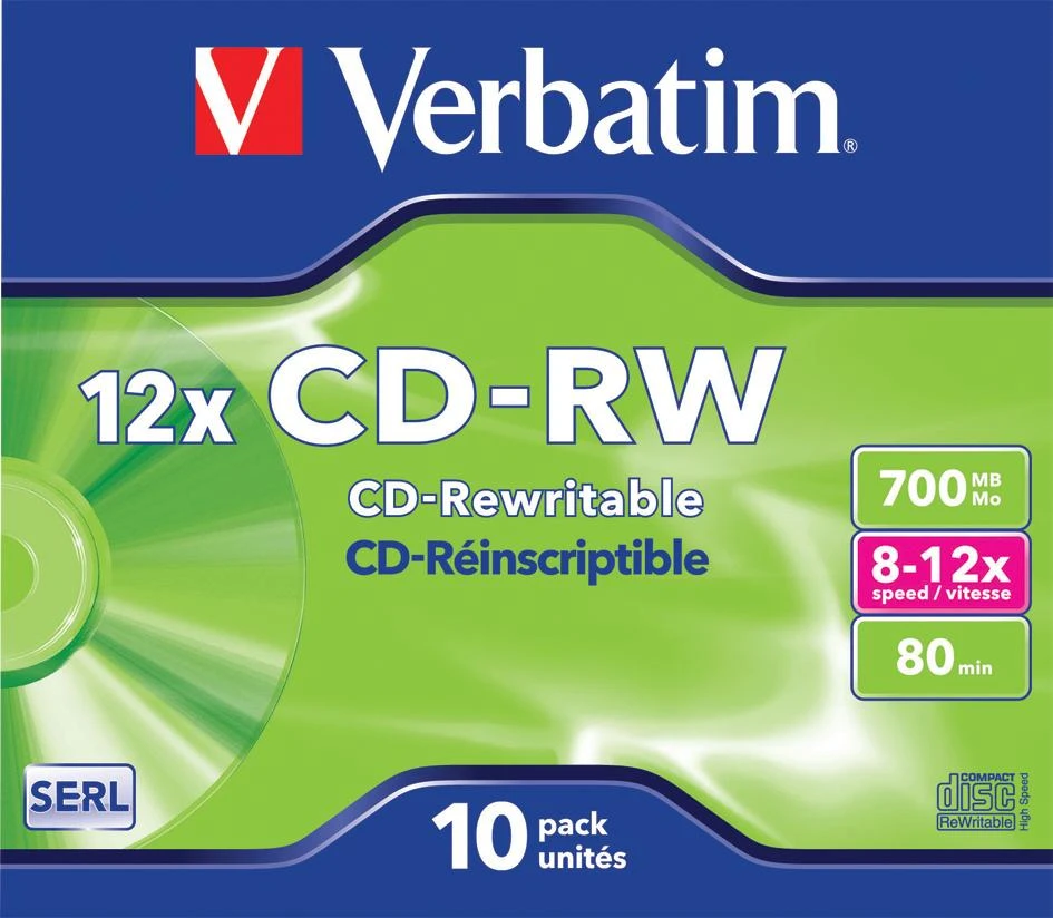 Verbatim CD-RW 700 MB 10 vnt pakuotės viršelis