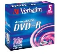 VERBATIM DVD-R 120 min. / 4,7 GB 16x 5 vnt. pakuotė, „DataLife Plus“ dėklas, atsparus įbrėžimams