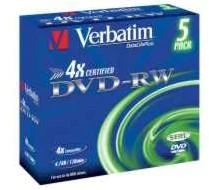 Verbatim DVD+RW, 4x, 4.7GB, 5vnt (43285)