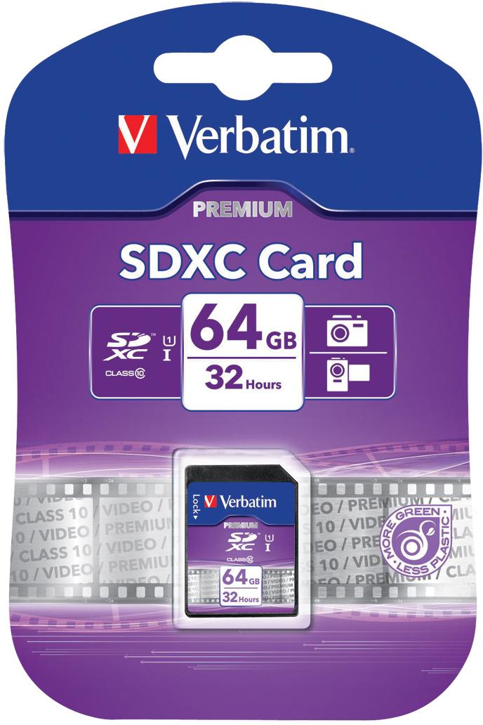Atminties kortelė Verbatim kortelė Premium U1 SDXC 64GB V10 juodos spalvos 44024