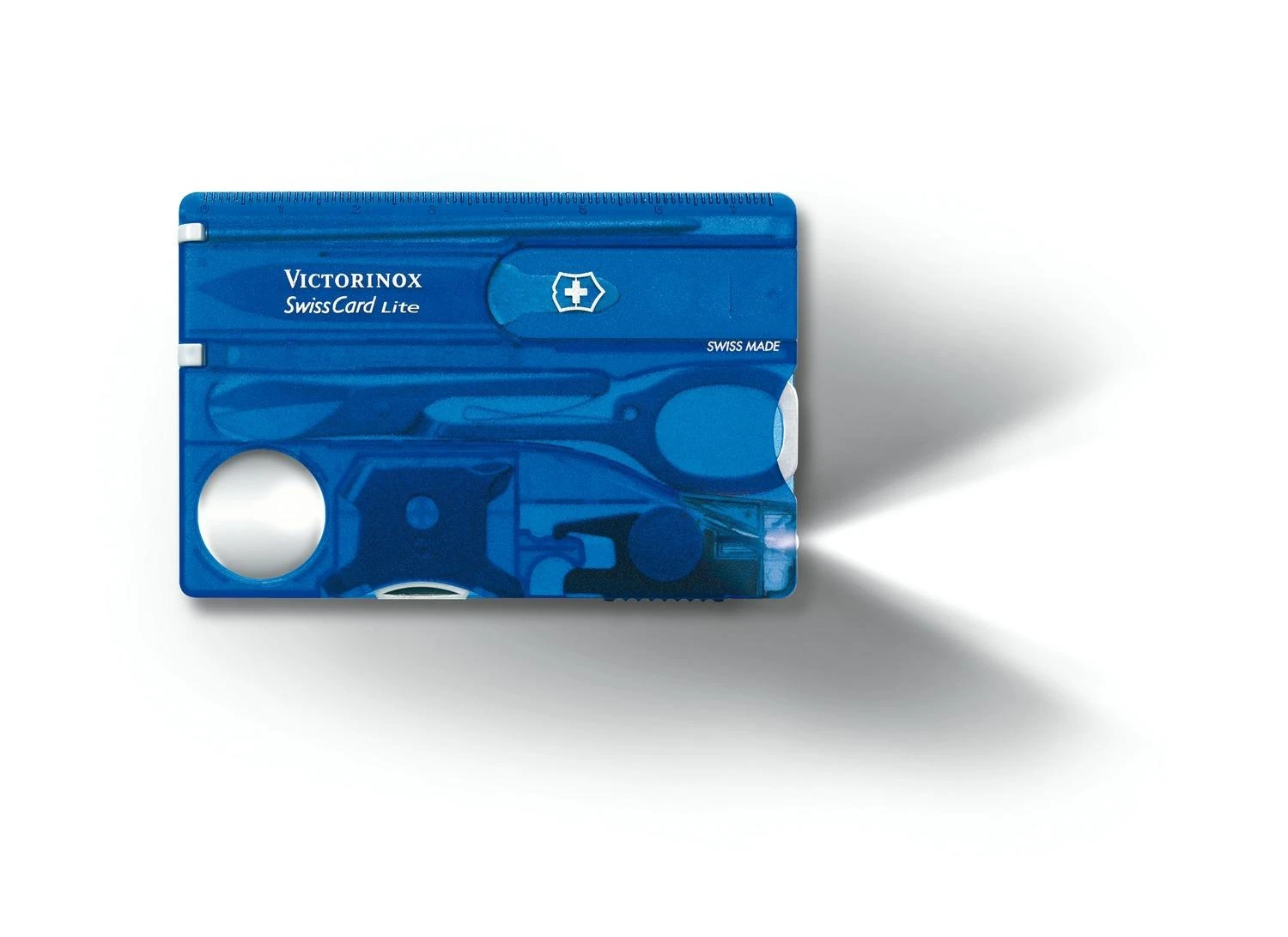 Victorinox SwissCard Lite mėlyna su LED žibintuvėliu