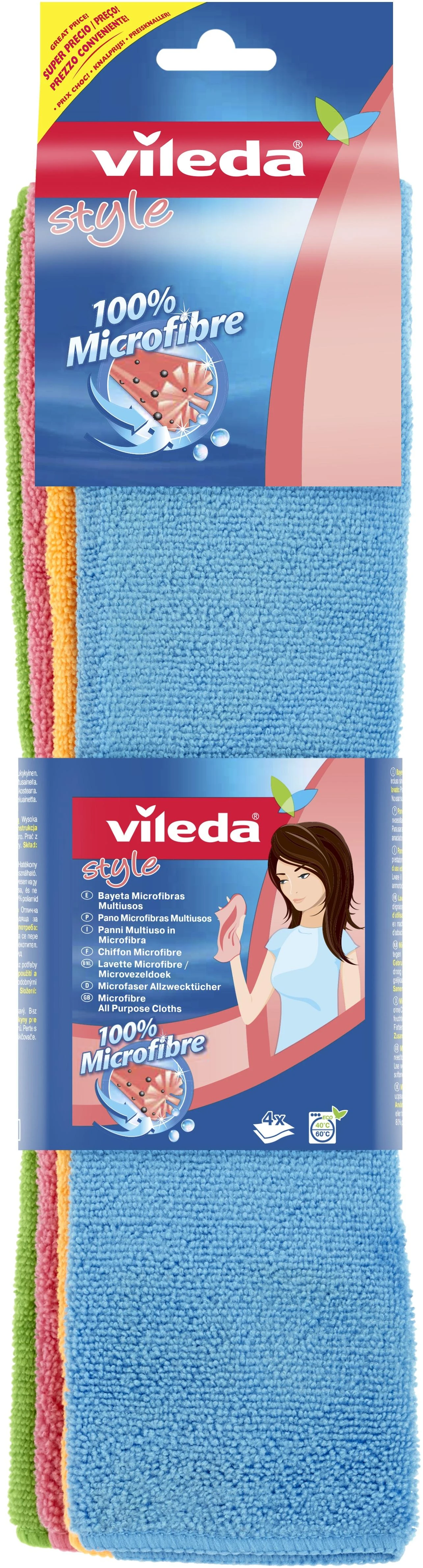 Mikropluošto šluostės Vileda Color XL 4vnt