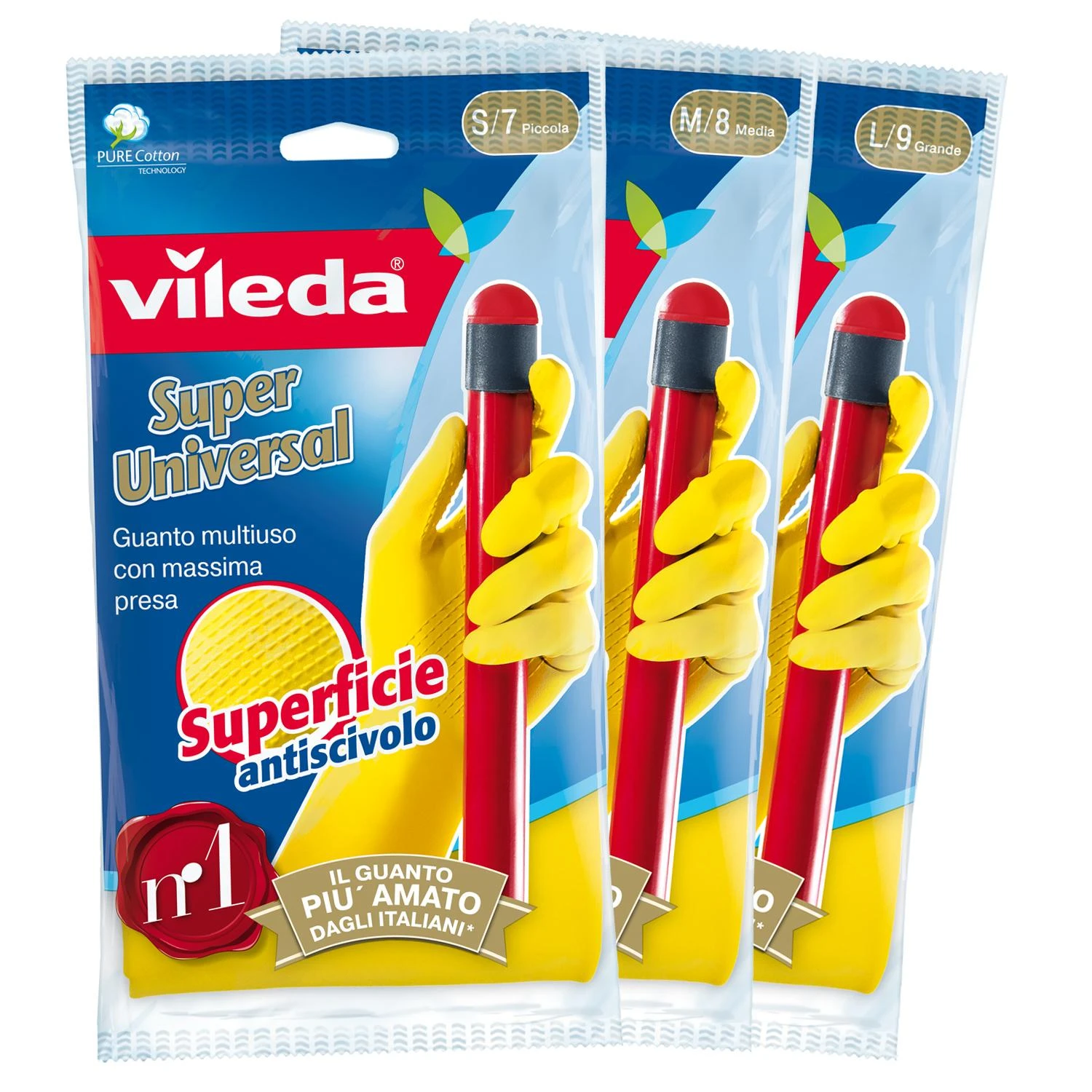 Vileda valymo pirštinės, komplektas su S, M ir L dydžiais