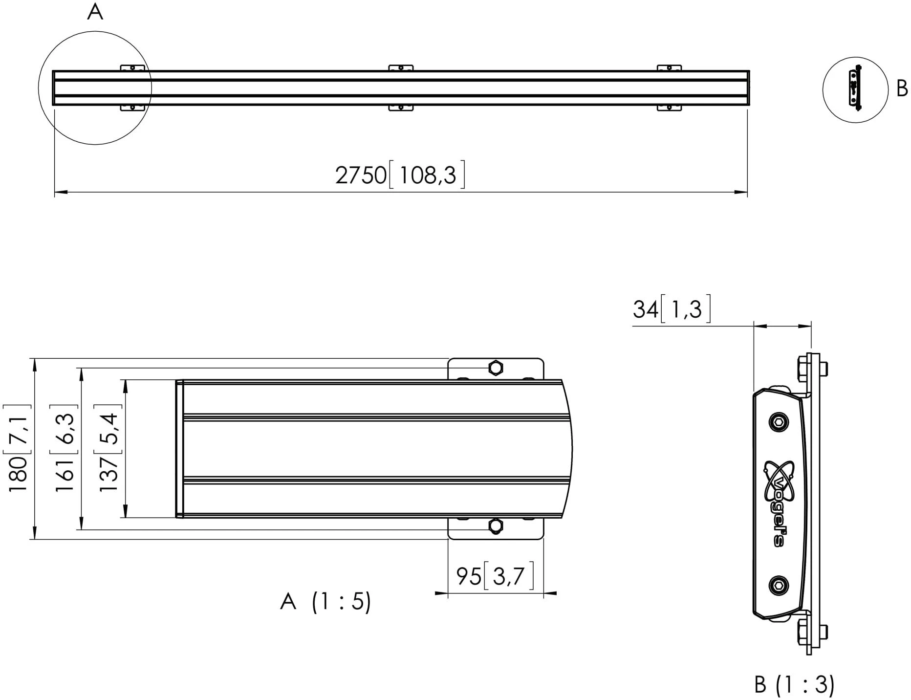 Laikiklis Vogel's WH 276.5cm PFB 3427 Adapterbar juodas - Flatscreen Priedas