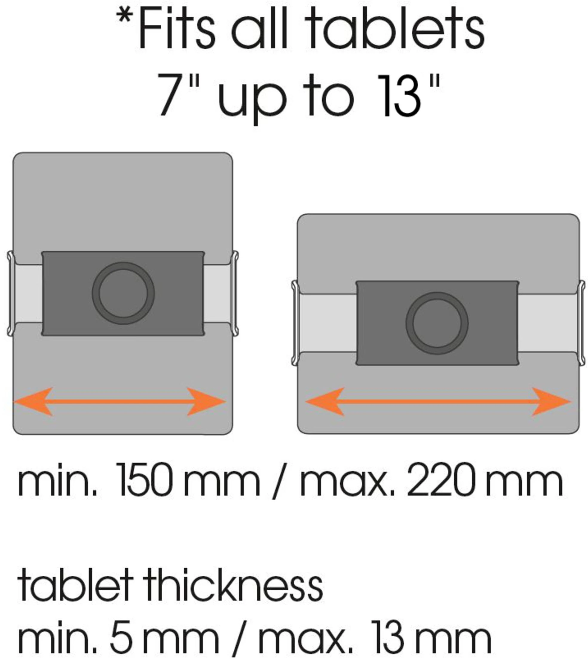 Vogels TMS 1050 Planšetė Dashboard Pack | 7-13 " | Maximum weight (capacity) 1kg | Juodas