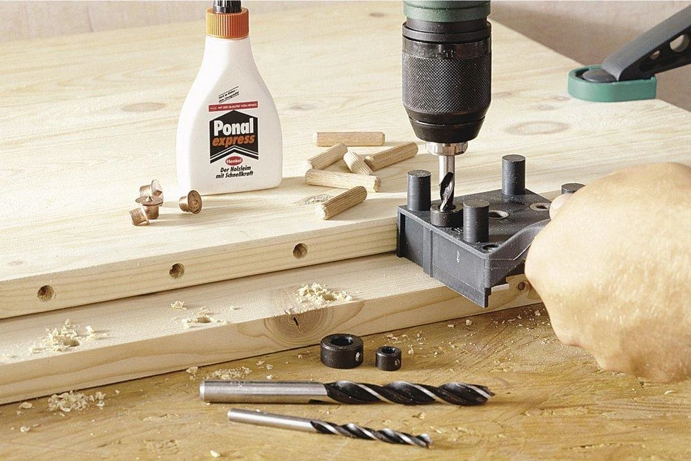 Wolfcraft Universalus medienos kaiščių, grąžtų ir šablonų rinkinys lagamine 4645000