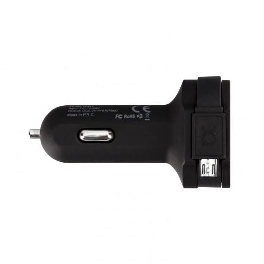 Xqisit automobilinis įkroviklis 6A Dual USB+microUSB car charger juodos spalvos 20425