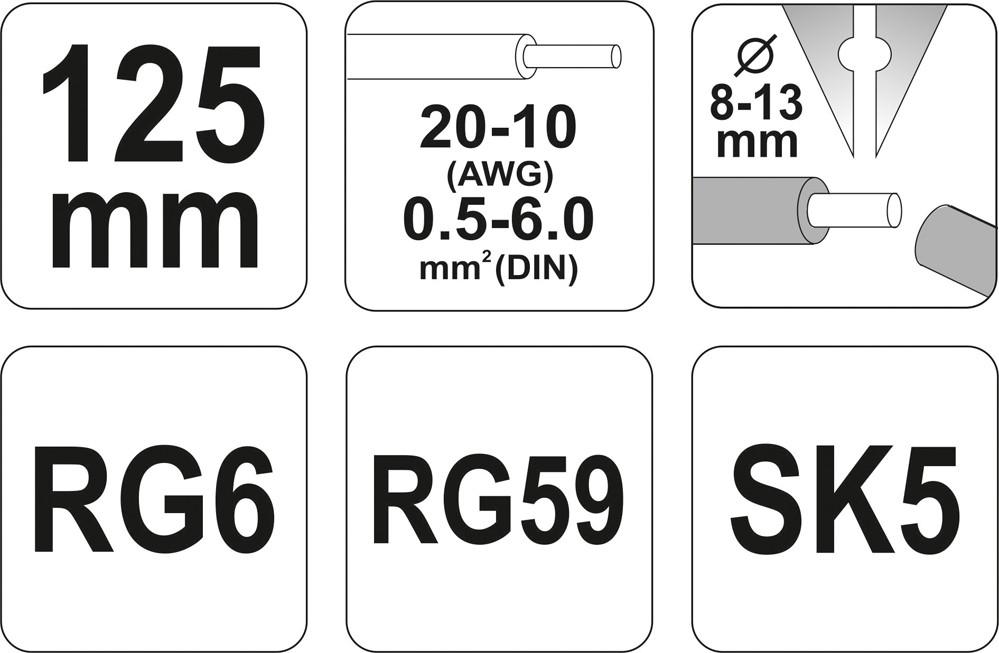 YATO ŚCIĄGACZ IZOLACJI 0,5 - 6 mm2, DO PRZEWODÓW OGRĄGŁYCH 2274