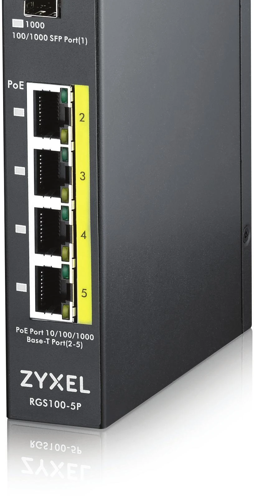 Šakotuvas ZYXEL RGS100-12P, 5 PORT UNMANAGED POE SWITCH, 120 WATT POE, DIN RAIL, IP30, 12-58V DC (5Y WARRANTY)