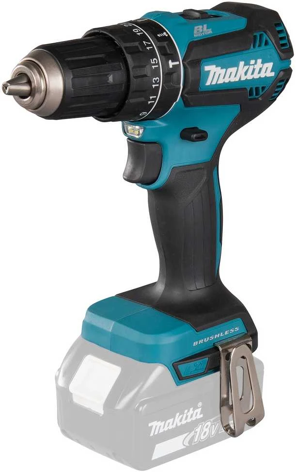 Makita DHP485Z su šoniniu kabliu ir griebtuvu