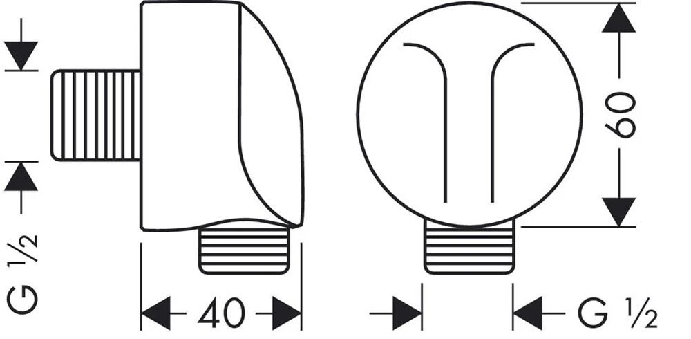 Hansgrohe HG Fixfit kampinis pajungimas DN15