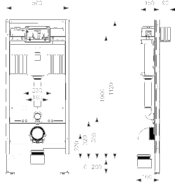 TECE potinkinis unitazo modulis, h-1120 mm