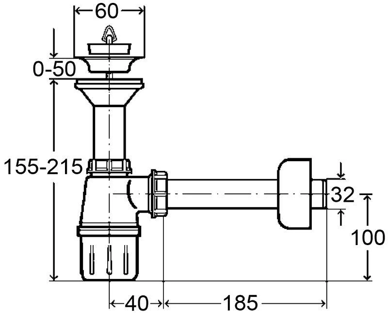 Sifonas praustuvo VIEGA su vamzdžiu 1/4" x 32 mm