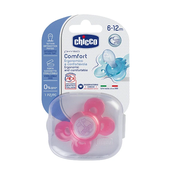 CHICCO PHYSIO COMFORT Silikoonist lutt, 6-12m (Roosa)