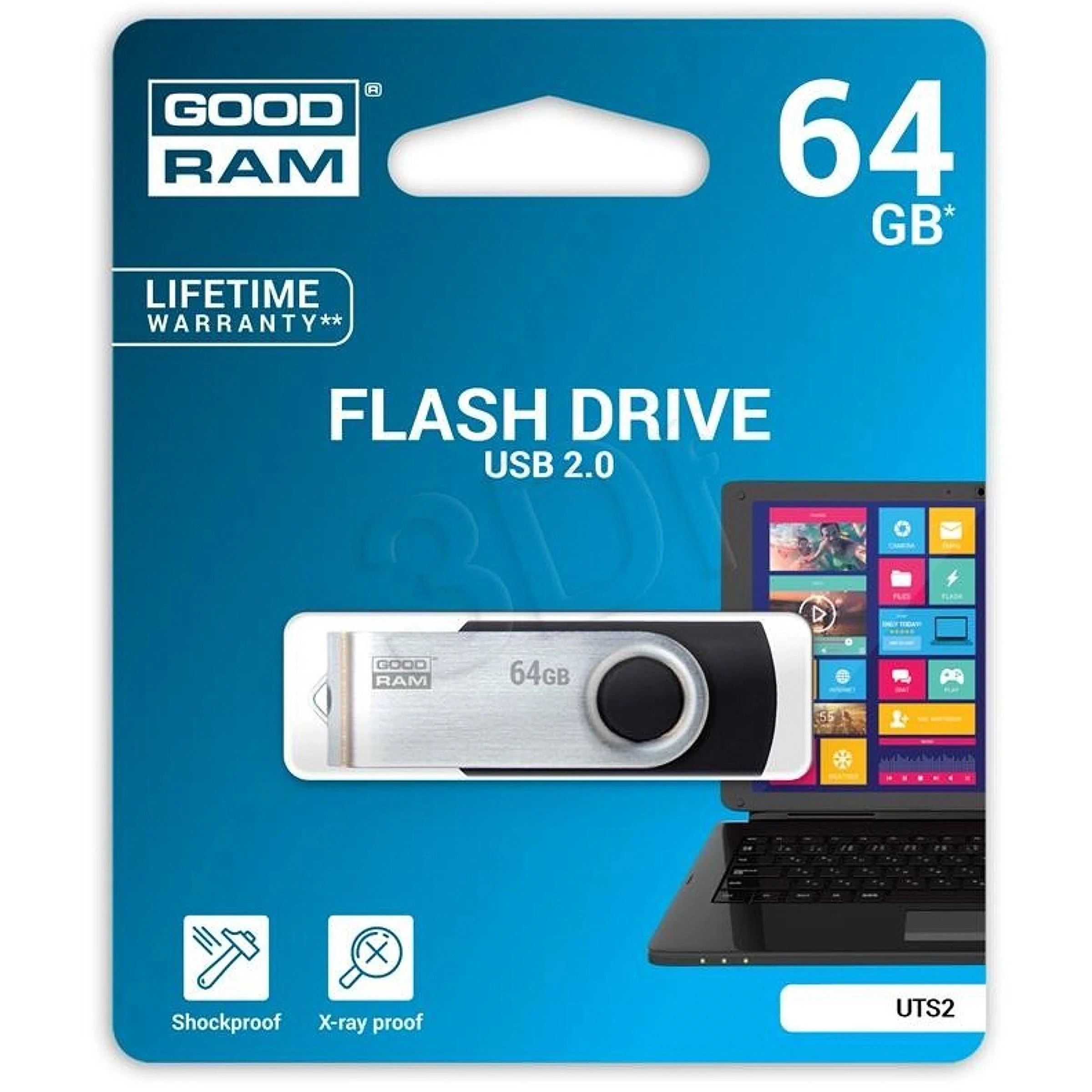 GOODRAM UTS2-0640K0R11 GOODRAM atmintis USB UTS2 64GB USB 2.0 Juodas